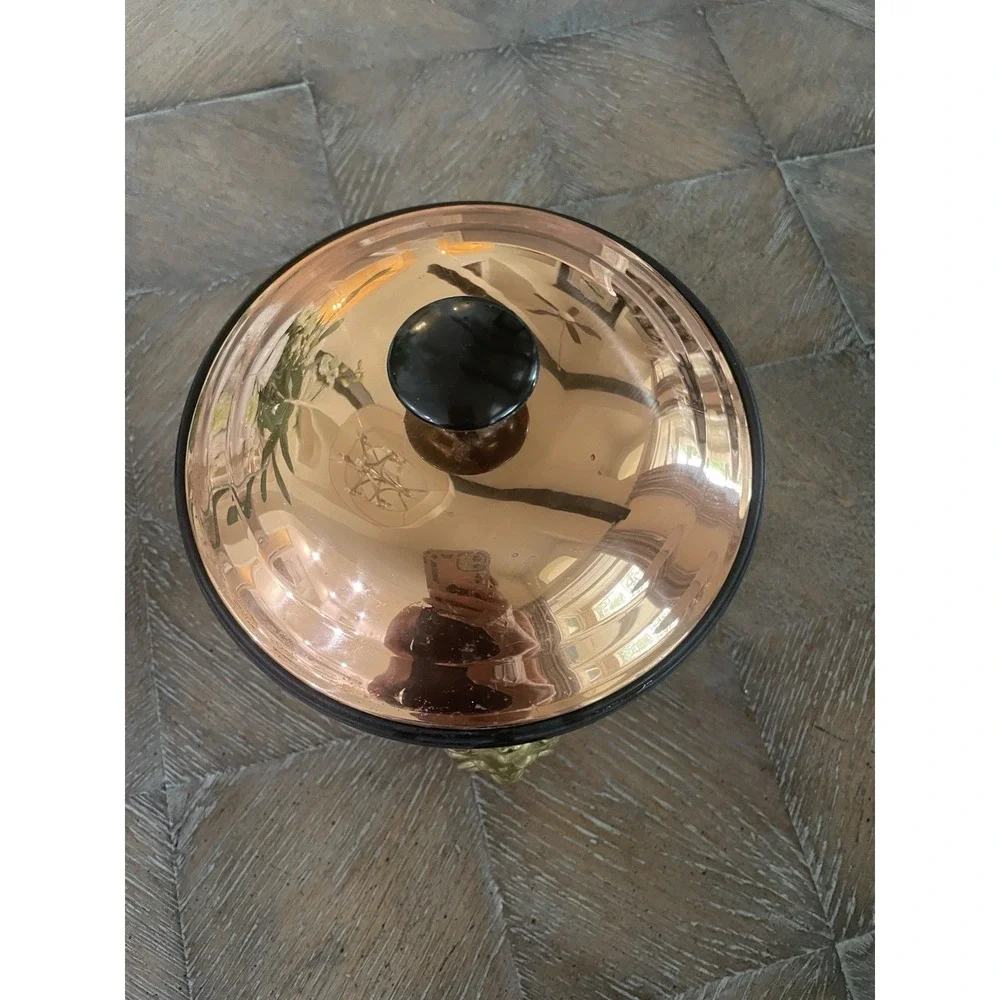 Vintage MCM Coppercraft Guild Copper Ice Bucket 2 Brass  Lion Head Handles 7x7